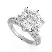 Daria Round Cut Pave 6 Prong Engagement Ring Setting - Nivetta